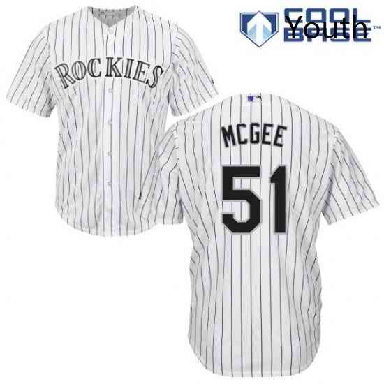 Youth Majestic Colorado Rockies 51 Jake McGee Authentic White Home Cool Base MLB Jersey